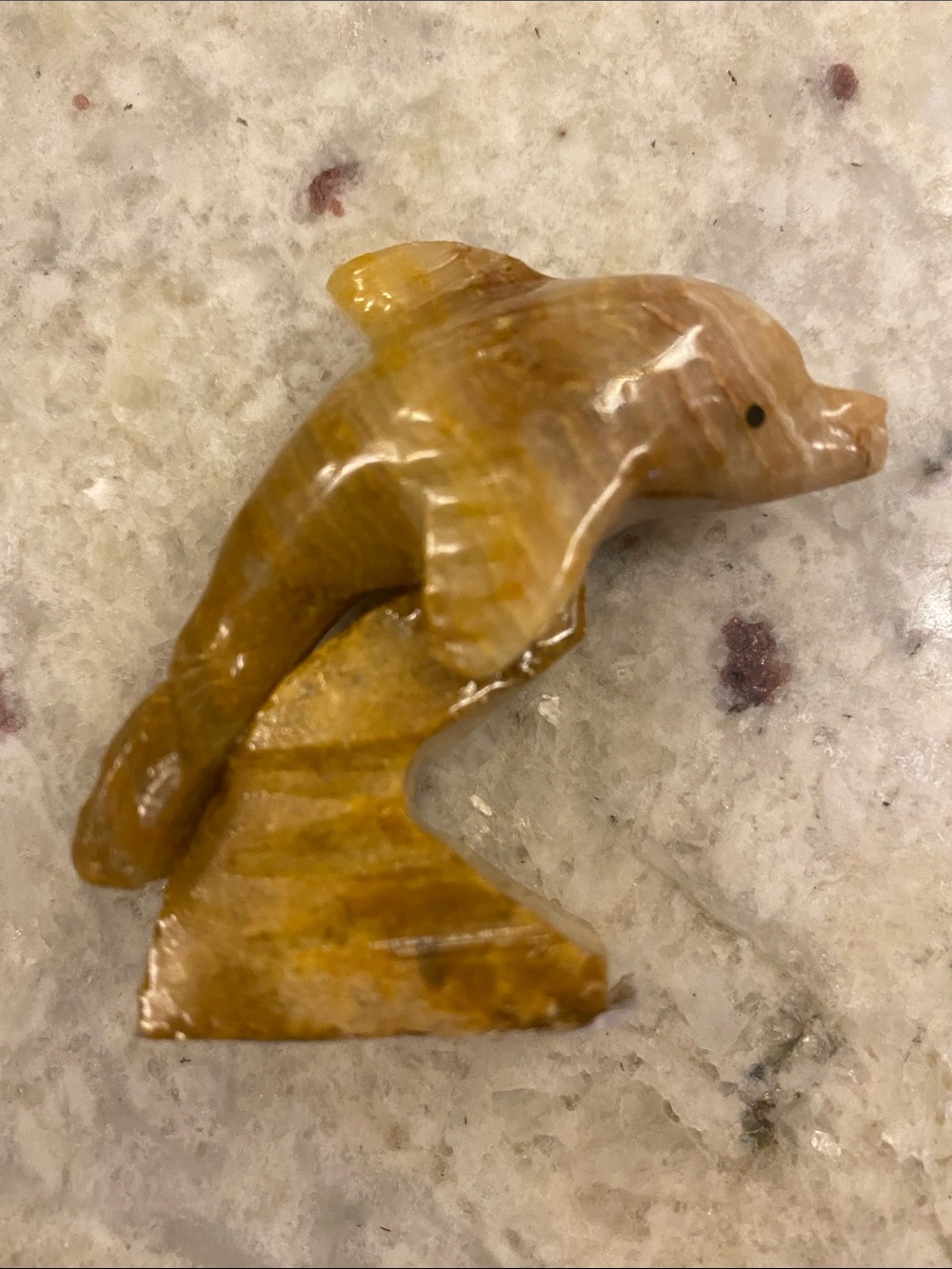 Natural Stone Dolphin Figurine - Brown/Tan about 2 1/4 in tall NWT